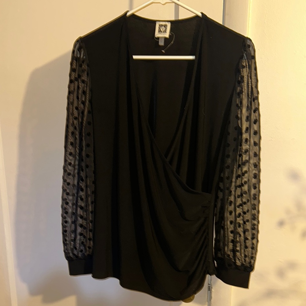 Elegant Black Sheer Sleeve Top